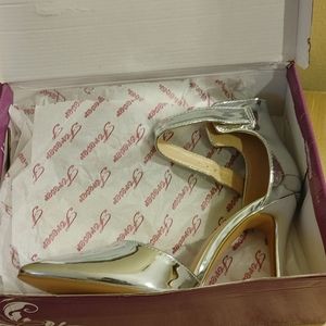 Silver metallic heels